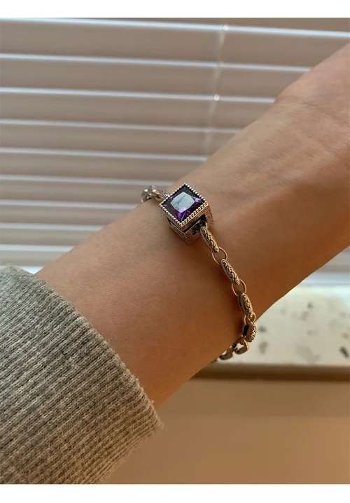 925 Silver Square CZ Vintage Bracelet