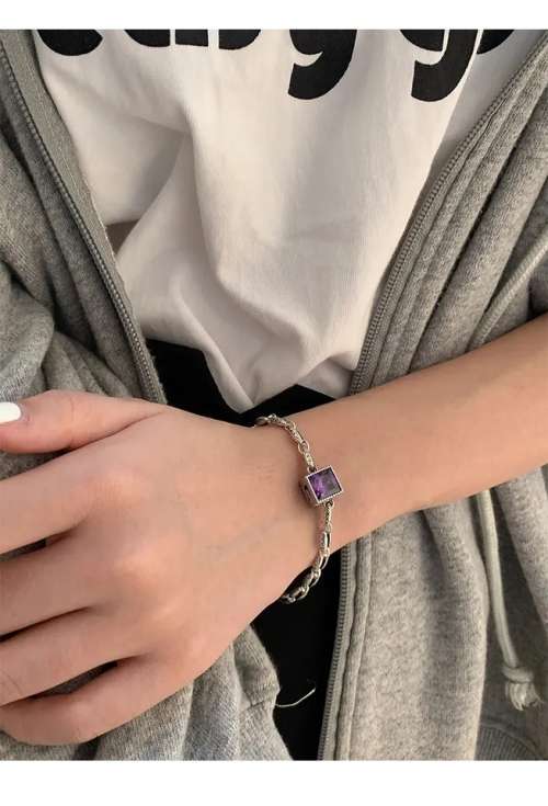 925 Silver Square CZ Vintage Bracelet