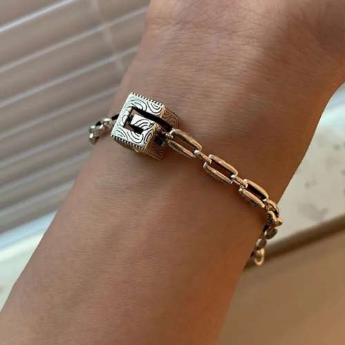 925 Silver Square CZ Vintage Bracelet