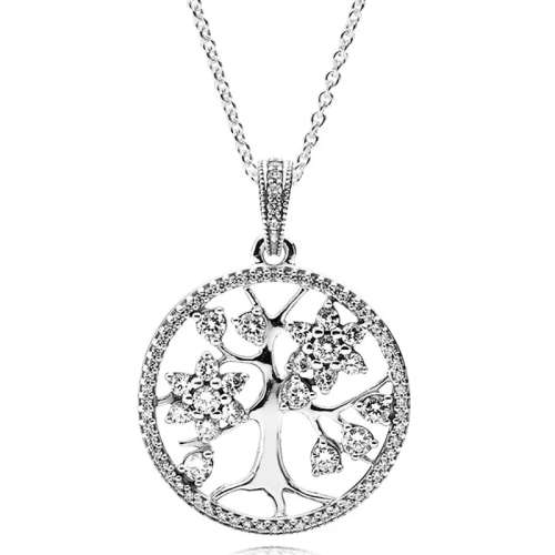 925 Silver Vintage Tree of Life CZ Necklace