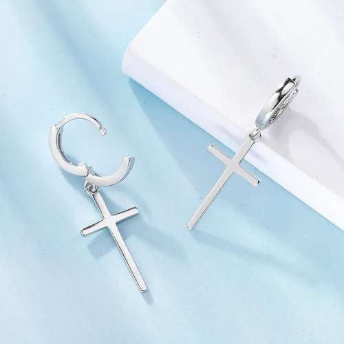 925 Silver Cross Hoop Earrings