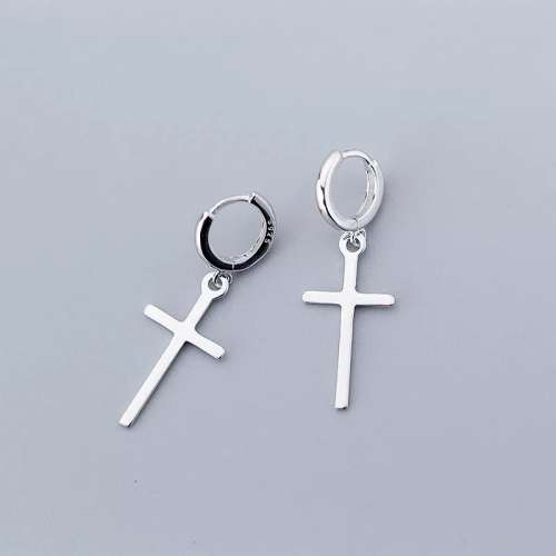 925 Silver Cross Hoop Earrings