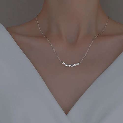 925 Silver Ripple Winding CZ Necklace