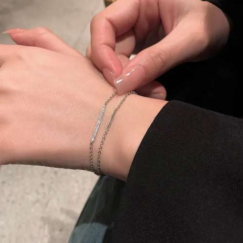 925 Silver Double Layer CZ Bracelet