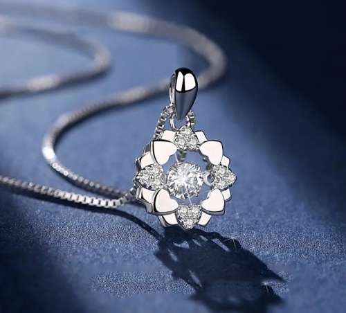 925 Silver Heart Flower Necklace