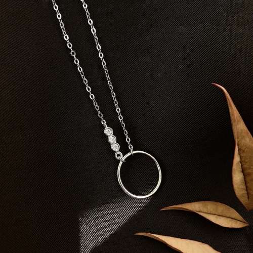 925 Silver Circle and CZ Choker Necklace