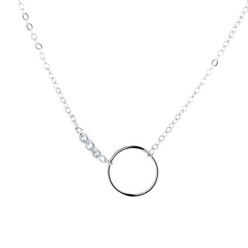 925 Silver Circle and CZ Choker Necklace