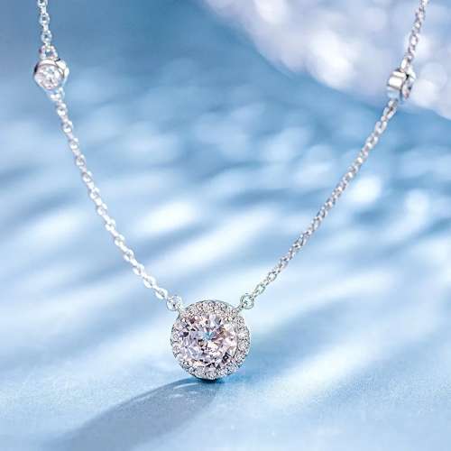 925 Silver CZ Love Halo Necklace