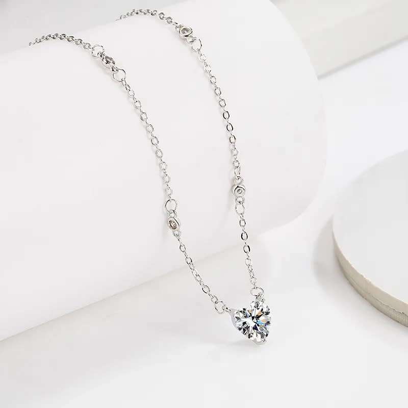 925 Silver CZ Love Heart Necklace