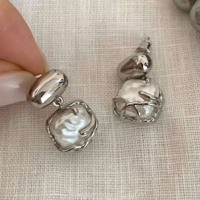 925 Silver Lava Pearl Earrings