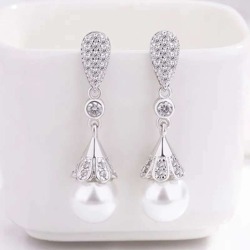 925 Silver Hanging Pearl Earrings