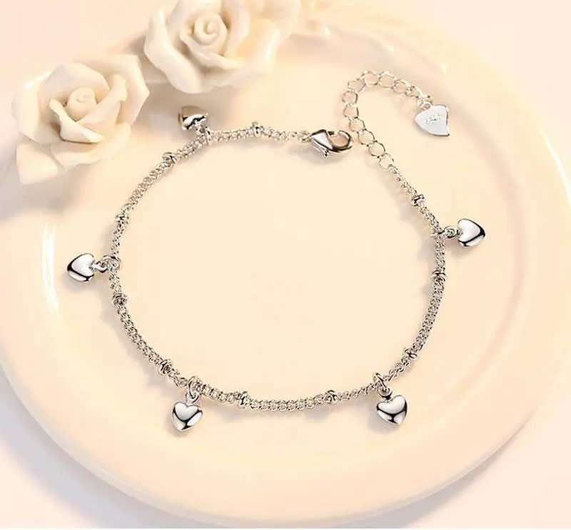 925 Silver Little Hearts Charm Bracelet