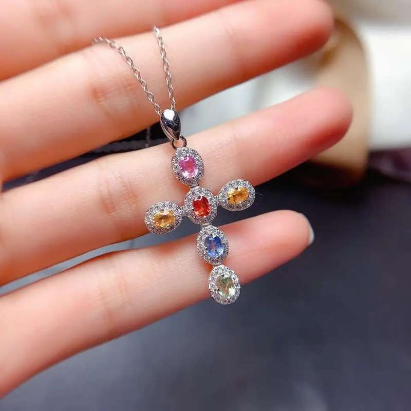 SPECIAL - 925 Silver Colourful CZ Cross