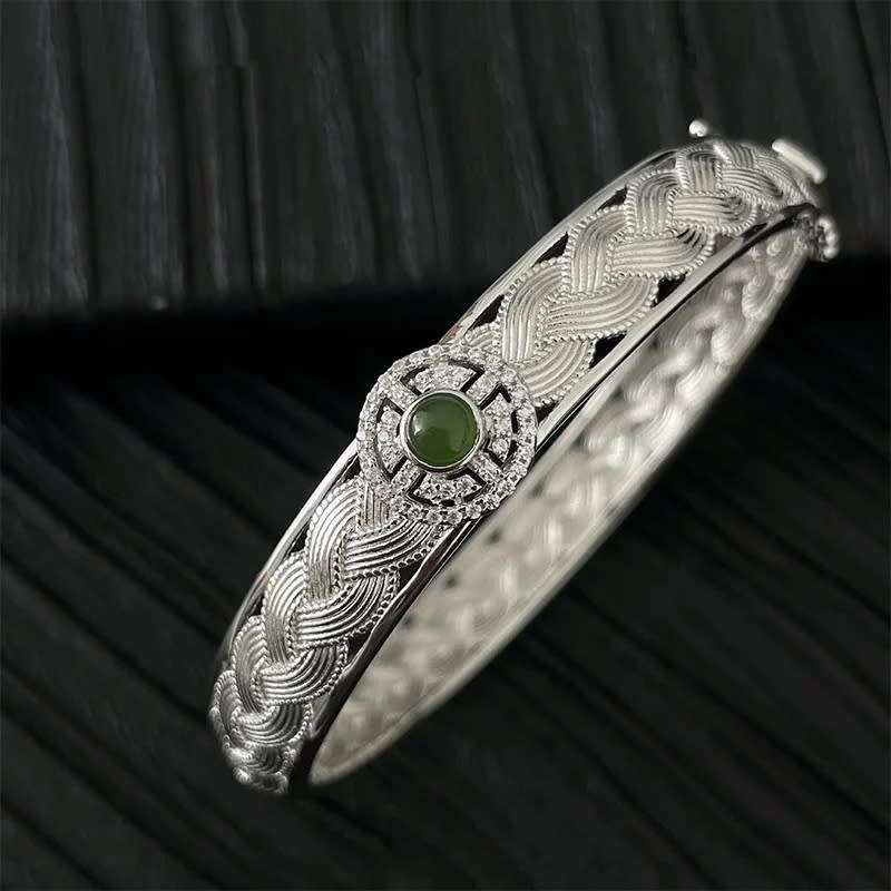 Braided Bangle with Green Zirconia