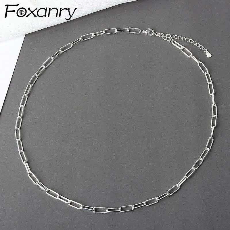 925 Silver Paperclip Clavicle Necklace