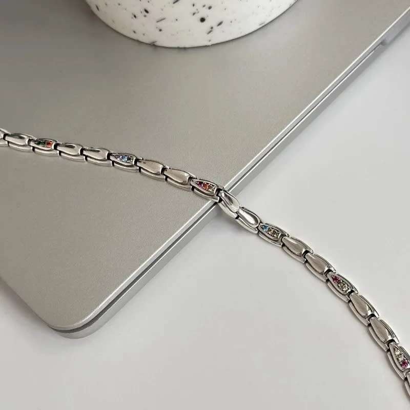925 Silver Multicolour Stone Splicing Bracelet.