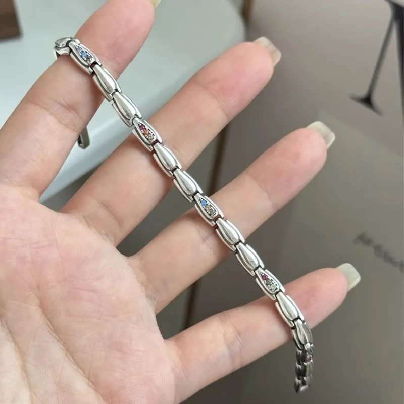 925 Silver Multicolour Stone Splicing Bracelet.