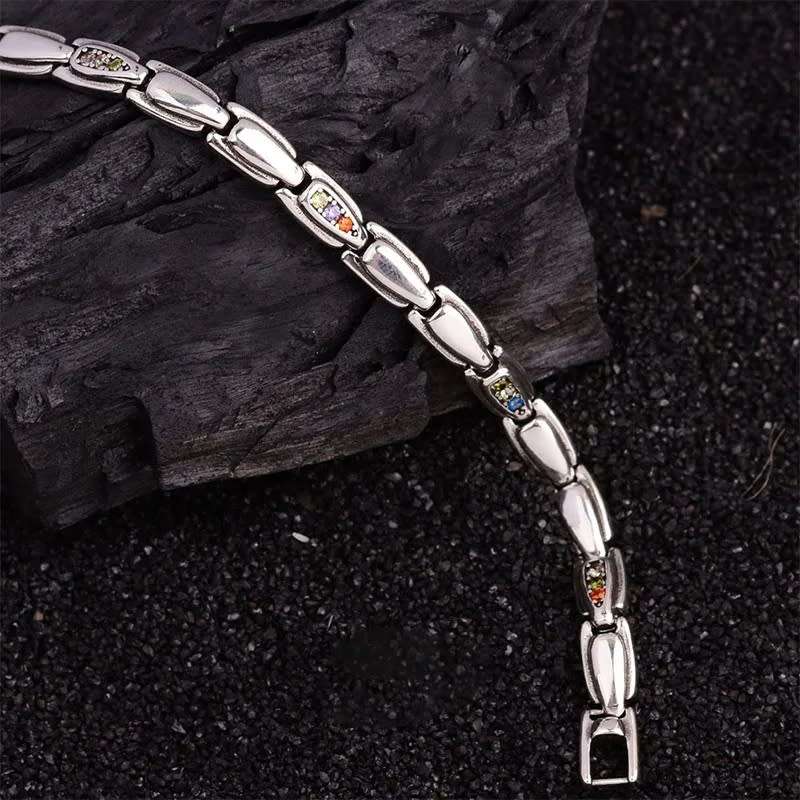 925 Silver Multicolour Stone Splicing Bracelet.