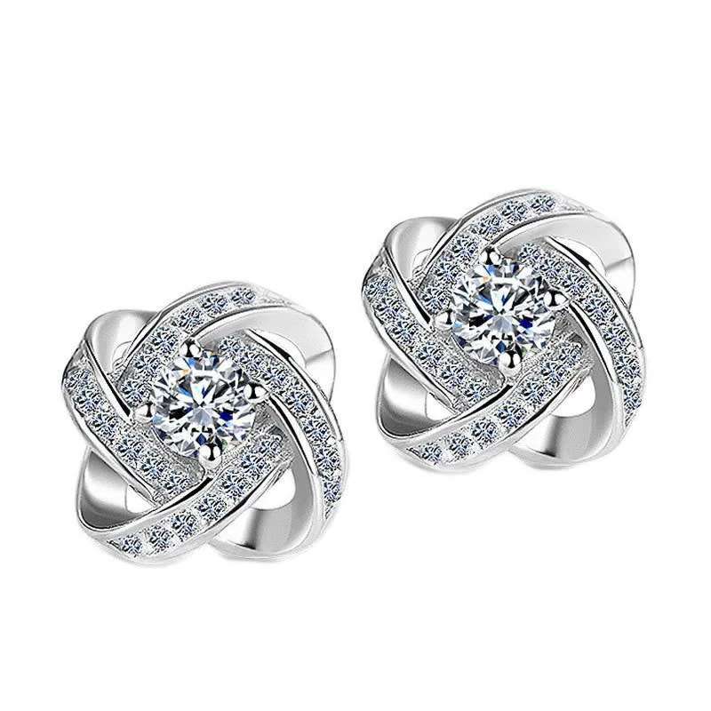 925 Silver Knot CZ Earrings