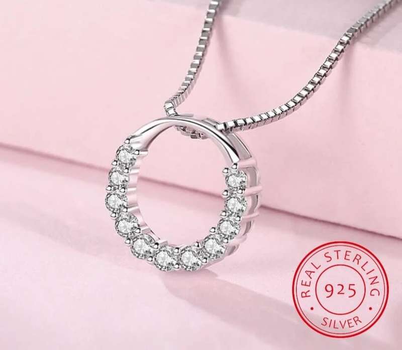 925 Silver CZ Circle Necklace