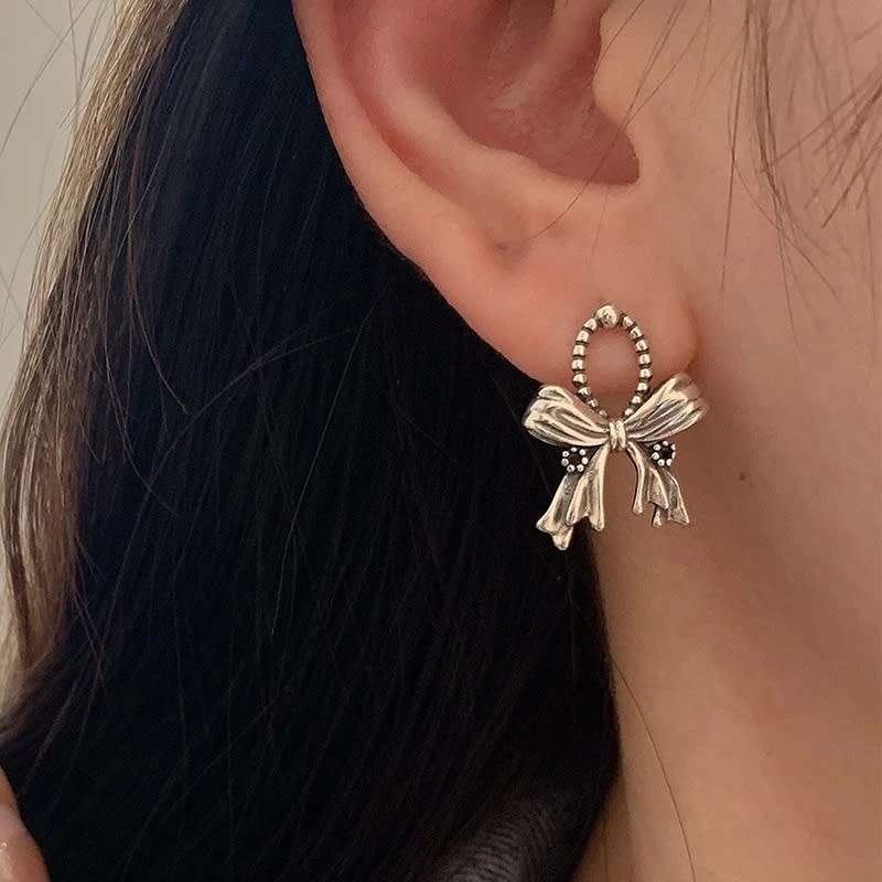 925 Silver Vintage Bow Stud Earrings