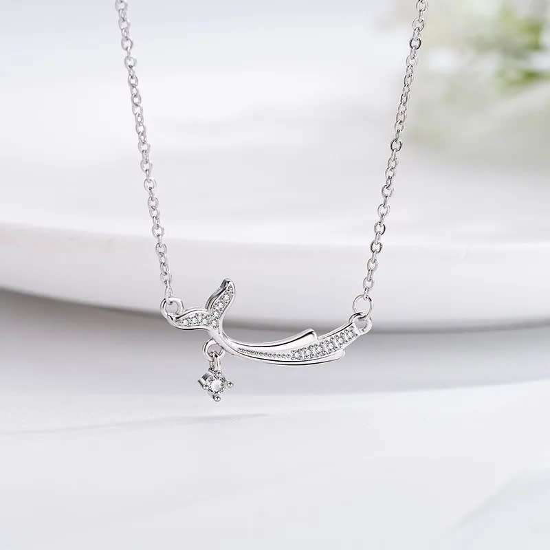 925 Silver Whale Tail Clavicle Necklace