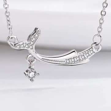 925 Silver Whale Tail Clavicle Necklace