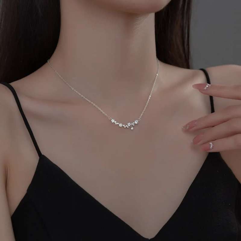 925 Silver CZ Star Clavicle Necklace