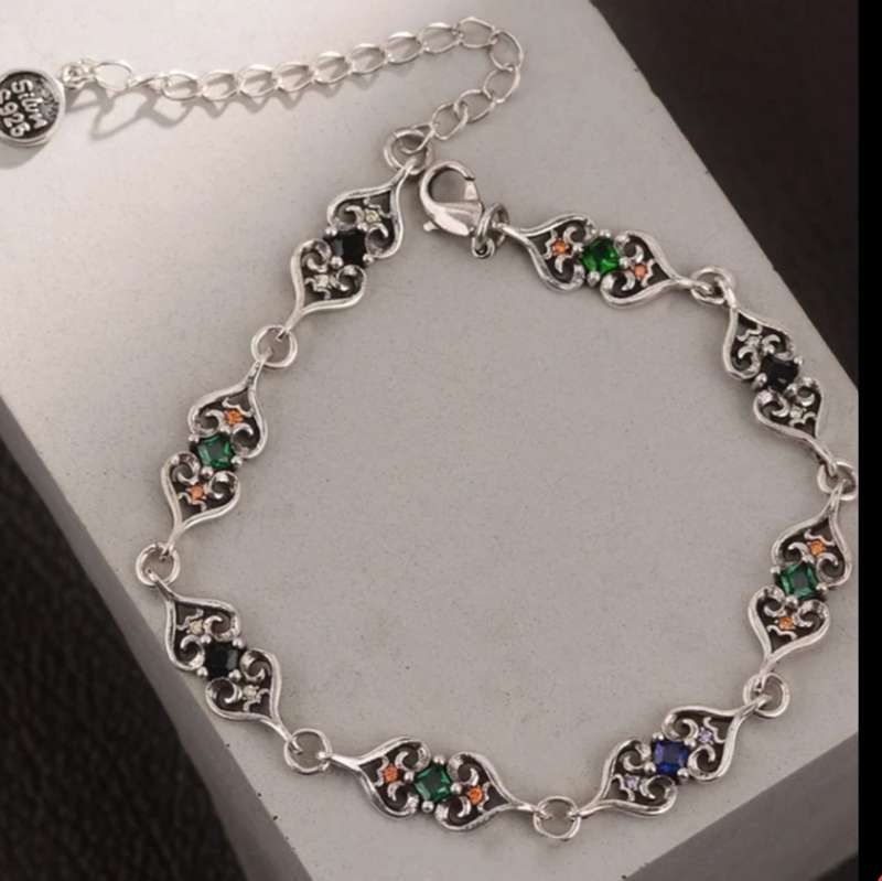 925 Silver Colourful Hearts Bracelet