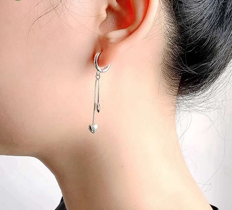 925 Silver Hanging Hearts Earrings
