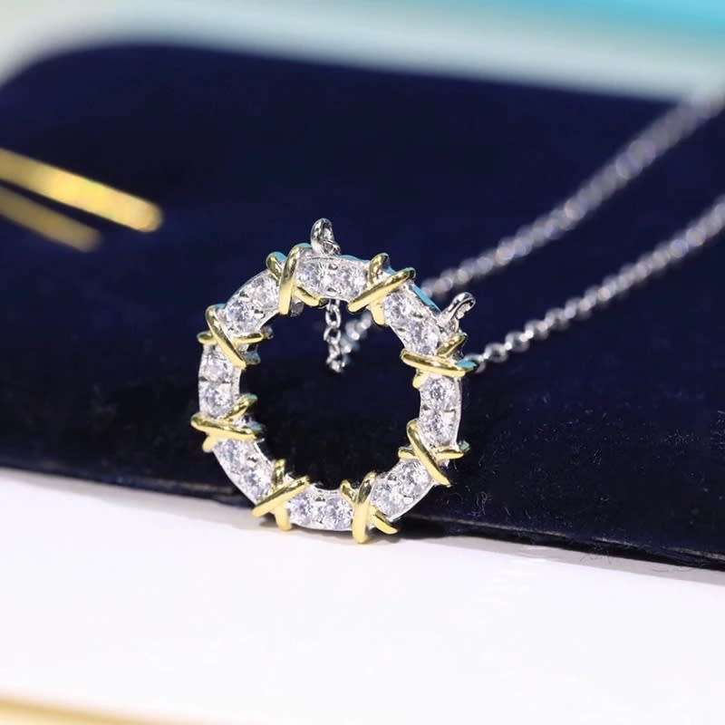 SPECIAL - 925 Silver Two Colour CZ Halo Necklace