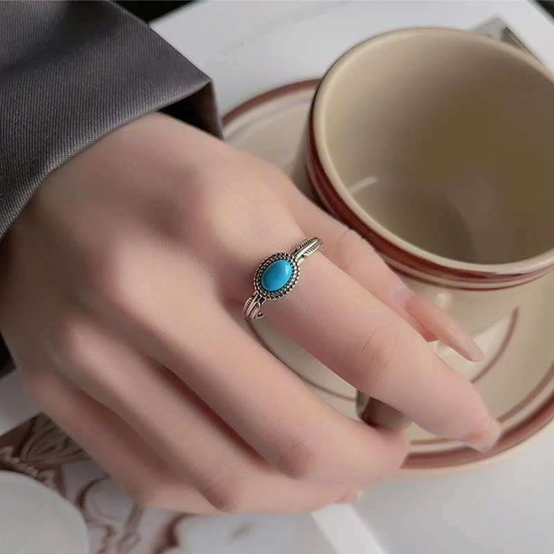 925 Silver Resizable Natural Turquoise Stone Ring
