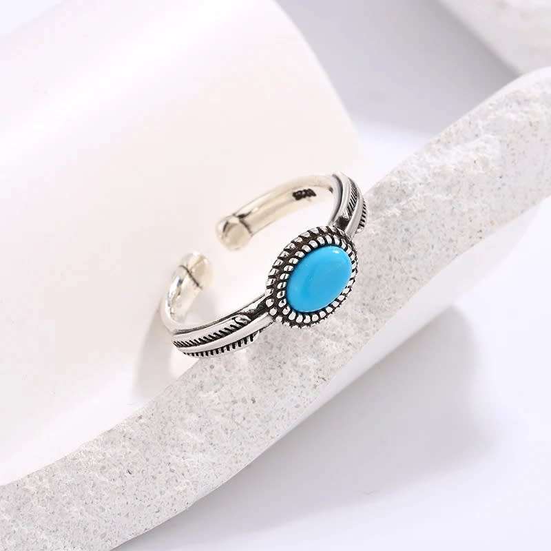 925 Silver Resizable Natural Turquoise Stone Ring
