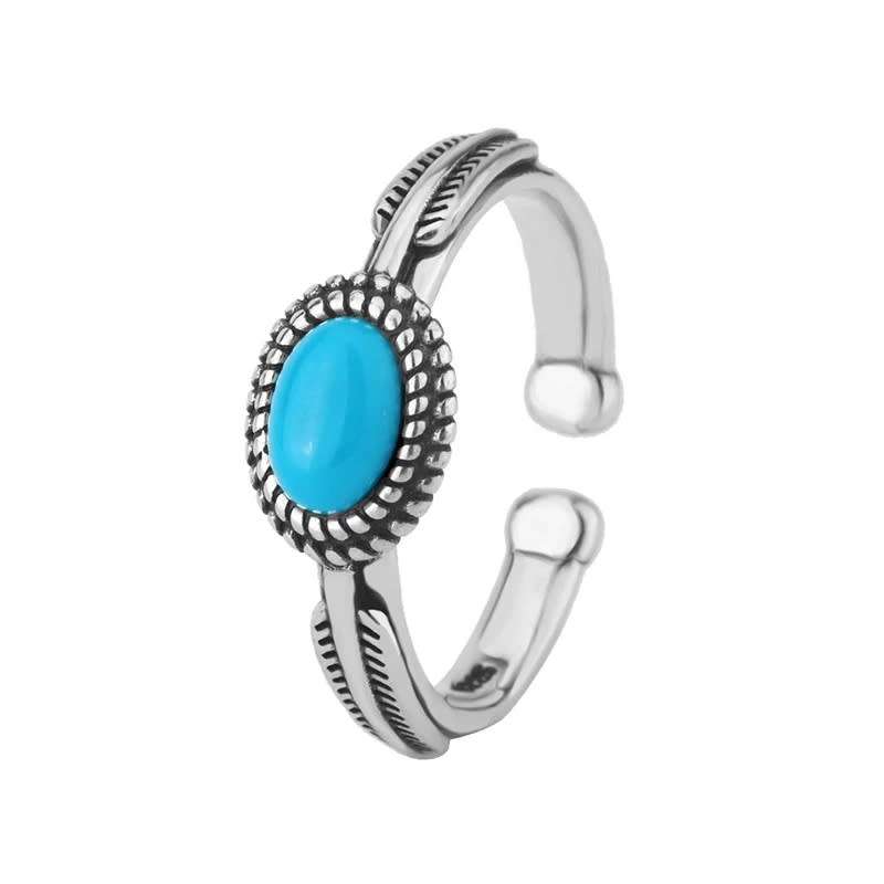 925 Silver Resizable Natural Turquoise Stone Ring
