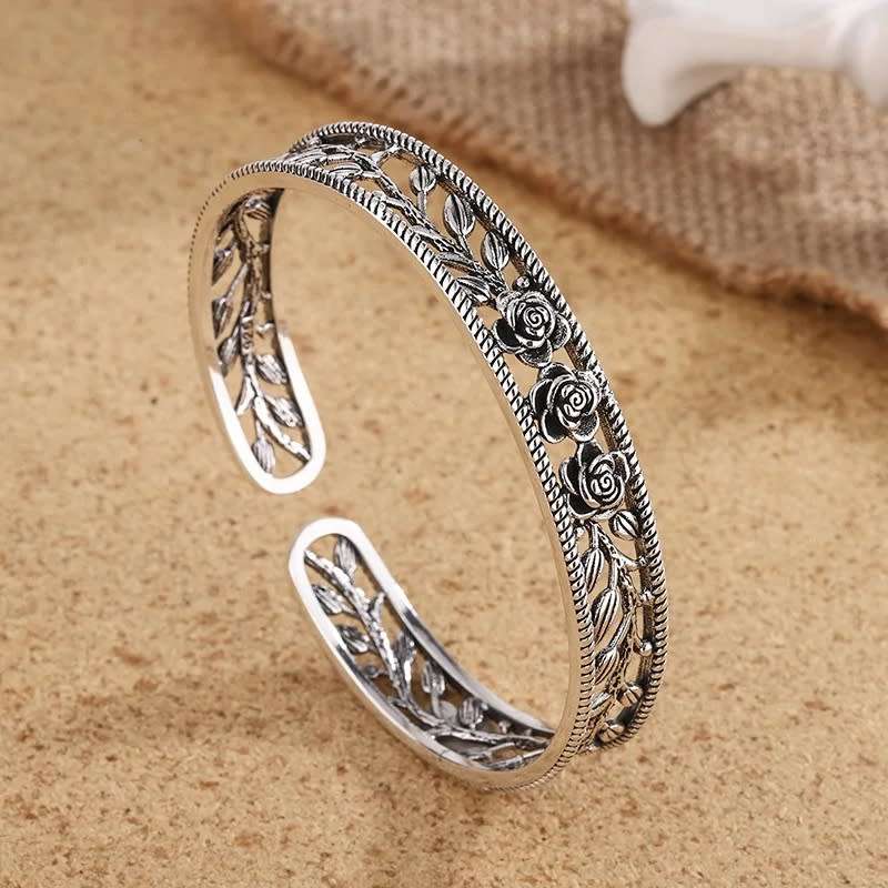 Vintage Rose Open Cuff Bangle