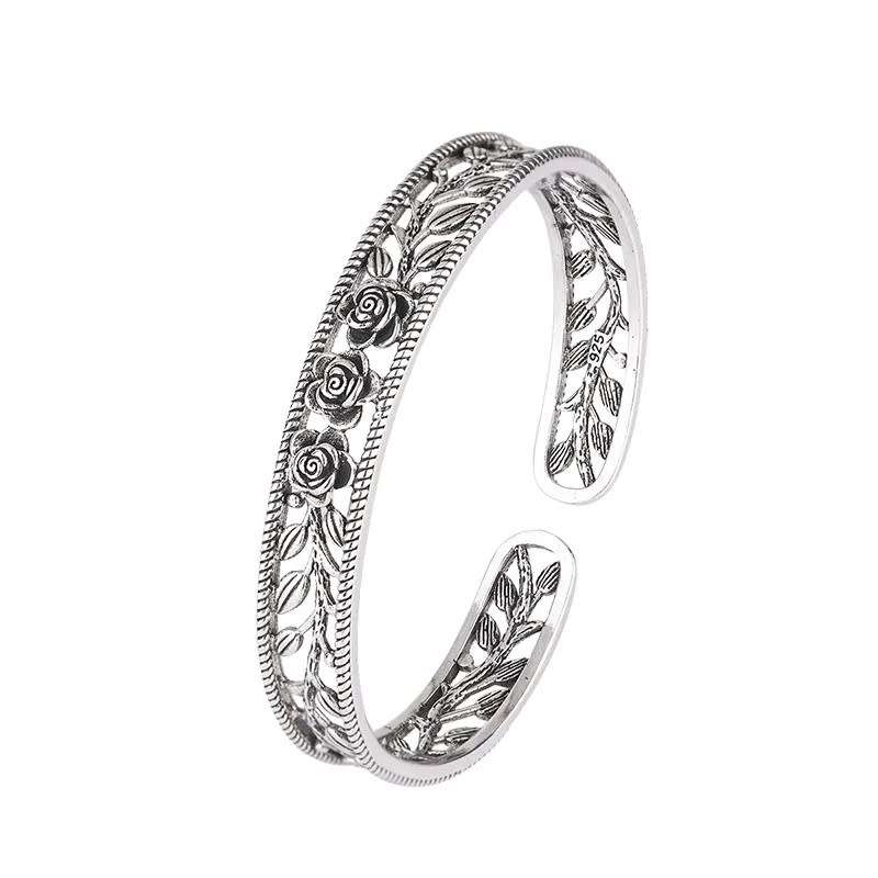 Vintage Rose Open Cuff Bangle