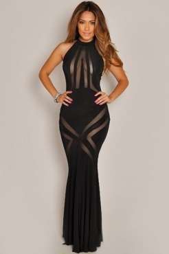 Black Mesh Evening Bodycon