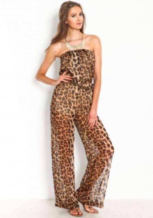 Belted Leopard Print Jumpsuit