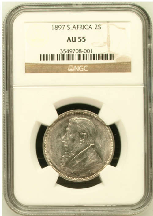 1897 ZAR 2 SHILLING AU55