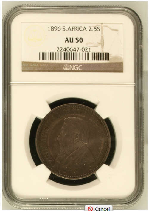 1896 ZAR 2.5 SHILLING AU50