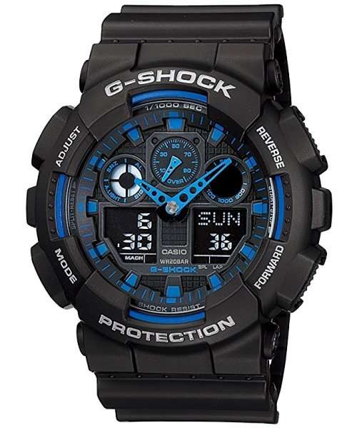 Casio G-Shock GA100-1A2 Ana-Digi Speed Indicator Black Dial Men's Watch