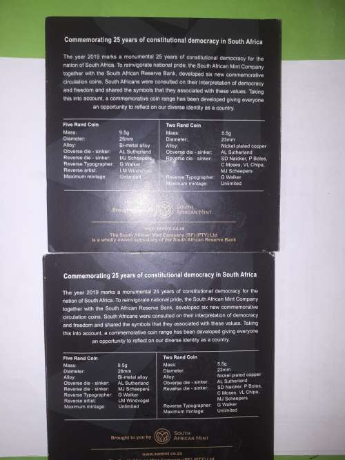 25 yrs of democracy coin collection folder  ( 2 available ) ( price per folder )