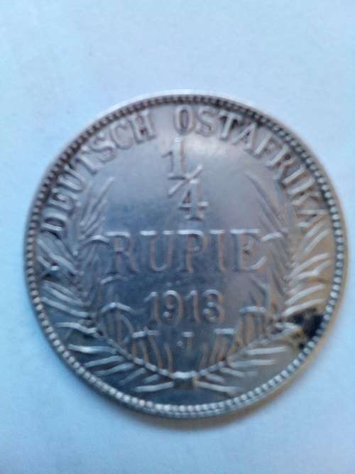 1913 German East Africa 1/4 Rupie ( EF )