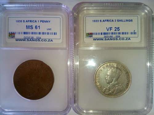 1933 and 1936 SA coins  ( 1 each ) ( sell as lot )