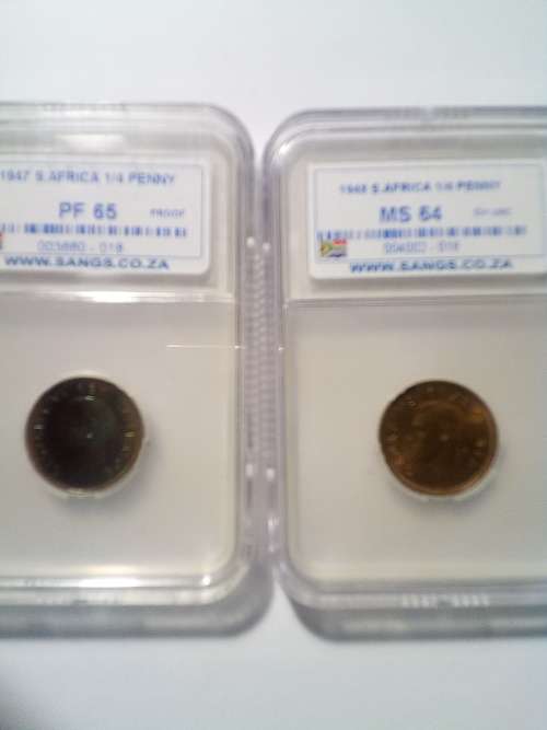 SA 1/4 pennies ( 1945/46/47/48 )  x 1 each ( All Graded) ( GREAT COLLECTION )
