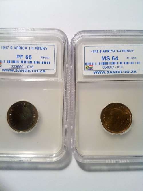 SA 1/4 pennies ( 1945/46/47/48 )  x 1 each ( All Graded) ( GREAT COLLECTION )