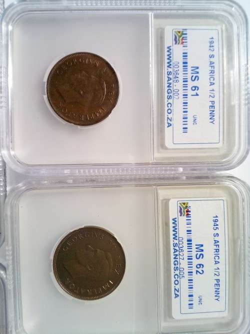 1940`s 1/2 p COINS ( ALL GRADED )( PF and MS )