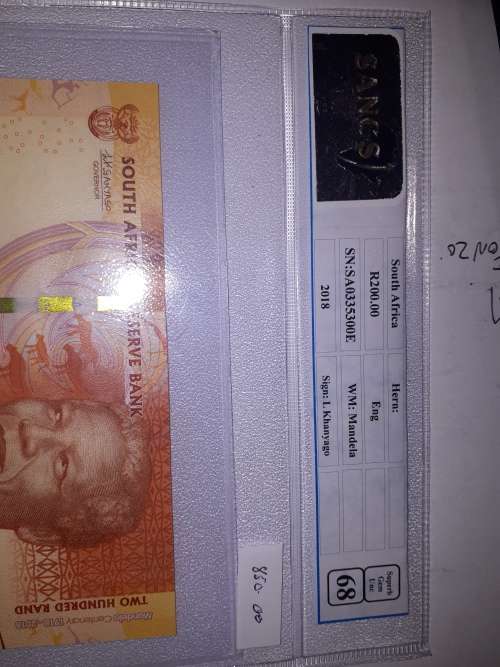 2018 Mandela  R 200 note ( Graded 68 )