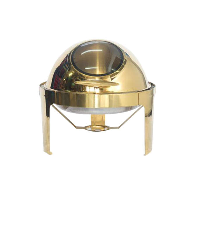 Roll Top Chafing Dish Round with Window - Gold