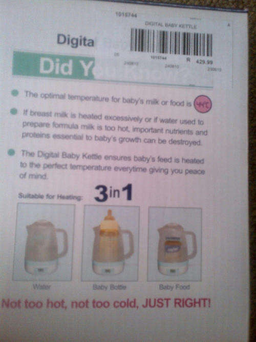 Grobaby 3 in 1 digital baby kettle